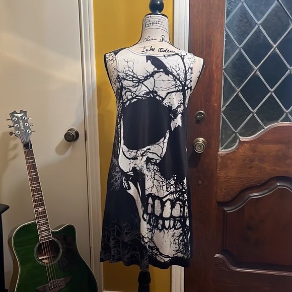 Skull Print-Bathing Suit Material Sleeveless Tank Tunic/Cover-up/Dress-NWT OS - Picture 12 of 12